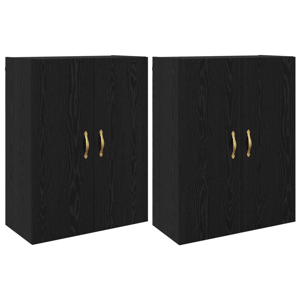Wall Cabinet Set 2 pcs Black Oak Effect 69.5 x 34 x 90 cm