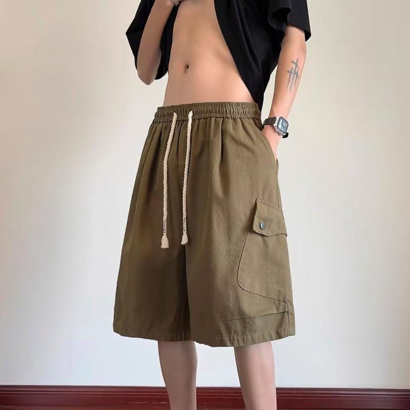 Mens Multi-Pocket Elastic Waist Cargo Shorts L зелёный