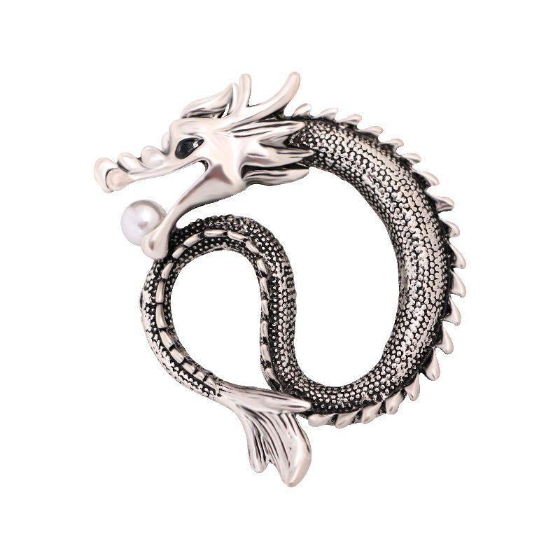 Retro Dragon Totem Brooch Pin for Men's Suits