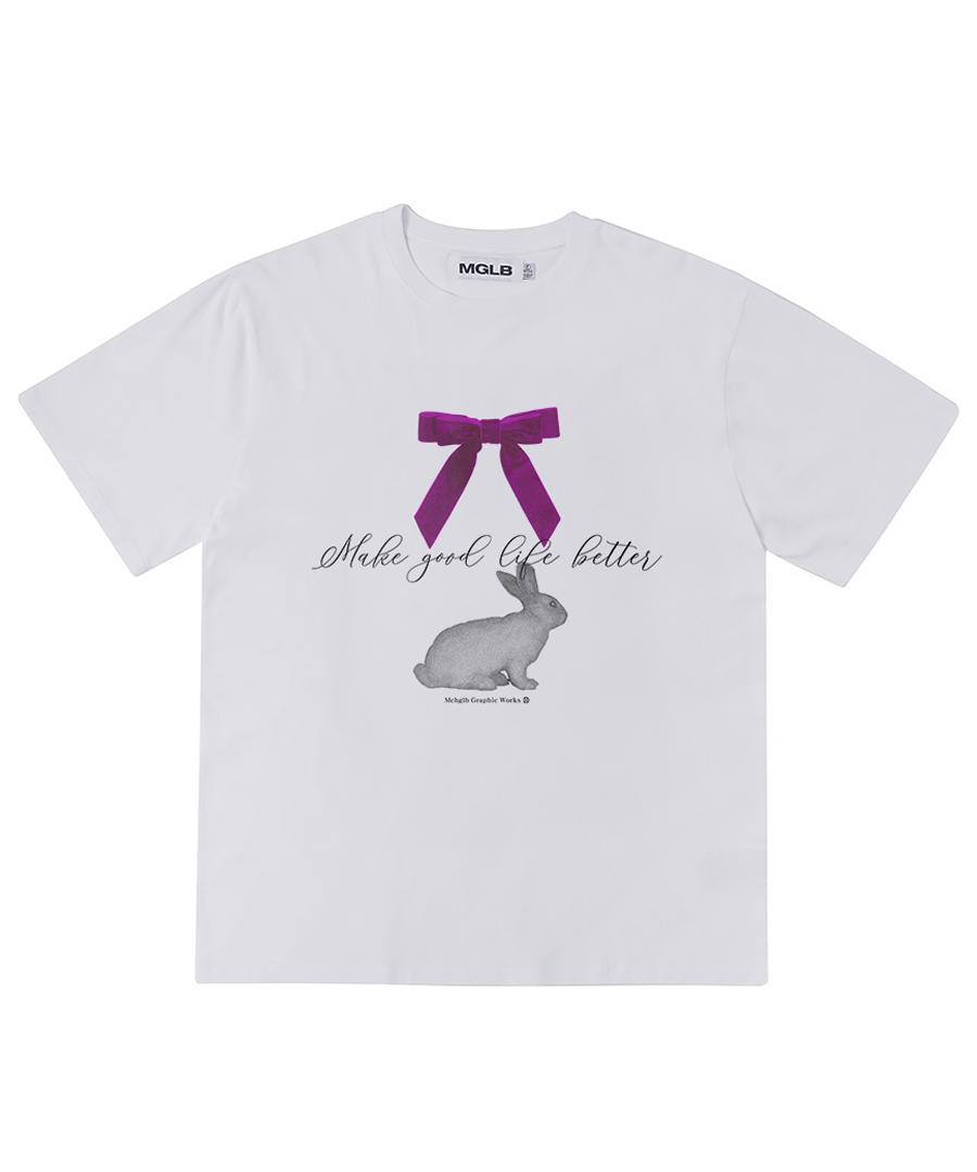 Match Glove Ribbon For Rabbit Oversized Tee (White) White/Free