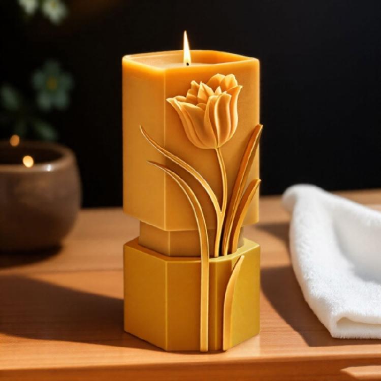 Embossed Flower Cylinder Silicone Molds for Making Candle Soap Gypsum Silicone Molds for Epoxy Resin Home Decoration