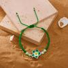 Boho Polymer Clay Braid Rope Bracelet Colorful Egg Flower Bangle Flower Bracelet  Jewelry Gifts