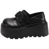 Schwarzer britischer Stil runder Kopf Plateau kleine Lederschuhe Damen 2025 neu Frühling vielseitig Höhe erhöhen Mary Jane Love Einzelschuhe