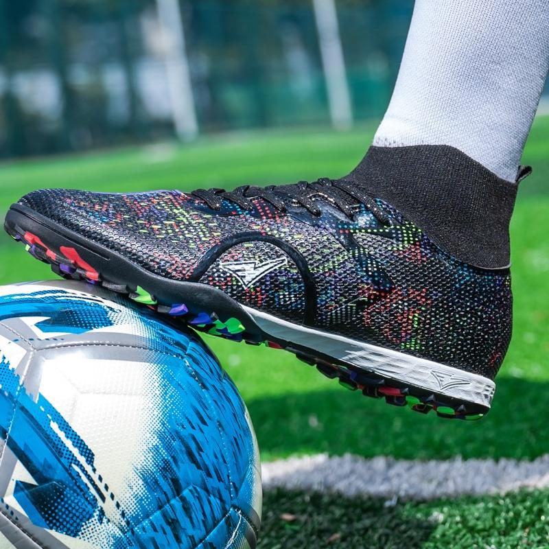 Men's/Women's Soccer Shoes Rubber Soft Sole Short Spikes Artificial Turf Indoor Competition Professional Children's Football Shoes