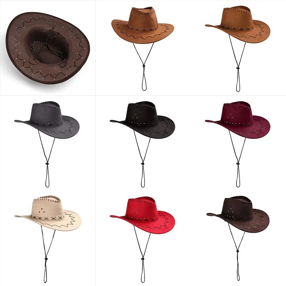 Brown Red Felt Cowboy Hat Western Cowgirl Cap Fancy Dress Costume Child Outfit for Party Role for Play Cosplay Holiday
