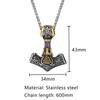 Vikings Crown Thor's Hammer Necklaces Men Stainless Steel Norse Mythology Runes Valknut Pendant Amulet Scandinavian Male Jewelry