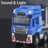 1:48 Alloy Diecast Car Carrier Model Toys Miniature Cars Double Decker Light Sound Trailer Transport Vehicle Boys Birthday Gifts