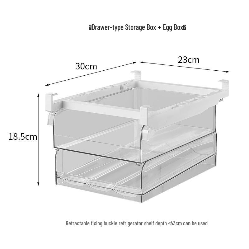 Fridge Storage Box & Egg Divider: Kitchen Freezer Organizer and Fresh-Keeping Drawer Rack.