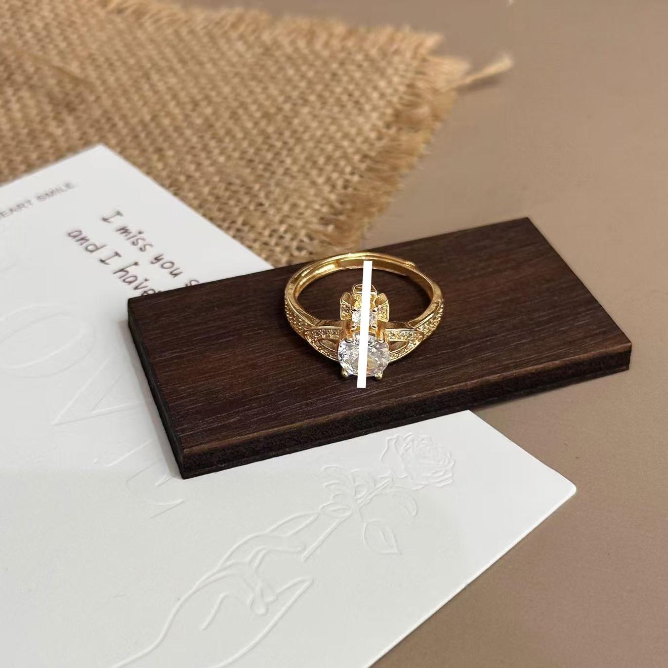 Full Diamond Zircon Saturn Ring Adjustable Open Ring Ring