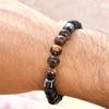 Black Stone Tiger Eye & Map Stone Beaded Magnet Bracelet