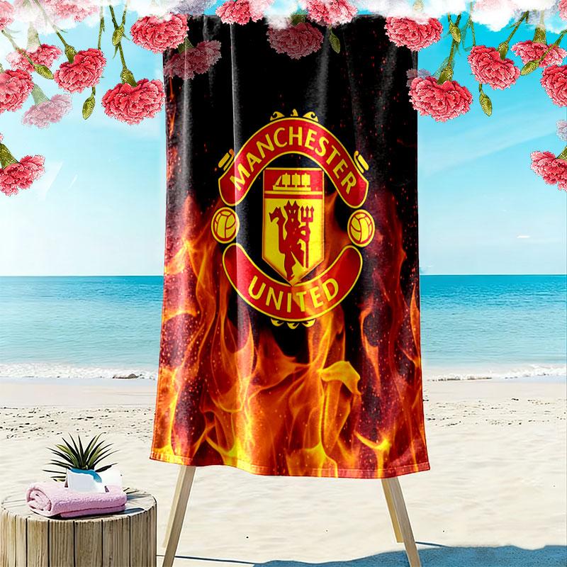Royal MUFC Crown Print Beach Towel, Large Soft Quick Dry Towel for Beach Camping Swimming