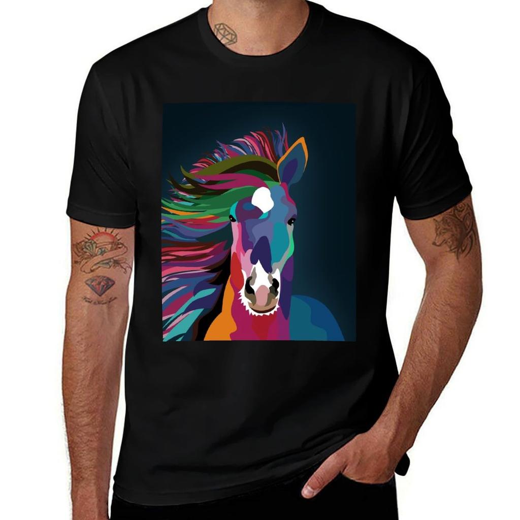 Horse Running Tshirt Basic Lightweight Short Sleeve Tee