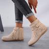 Women's Fashion Retro Boots Winter Ankle Boots Flat Boots Tassel Ladies Boots Plus Size 35-43