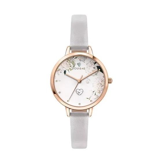 Oui & Me Petite Fleurette White Matt Dial Leather Strap Quartz ME010139 Women's Watch