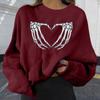 Women's Casual Fashion 2022 Halloween Print Long Sleeve O-Neck Pullover Top