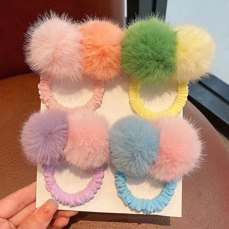 Autumn/Winter Plush Ball Hair Tie - Korean Style Princess Girl Fur Headband