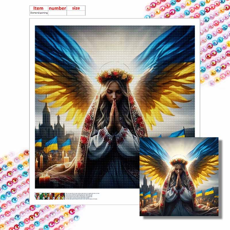 New Arrival 5D DIY Full Circle Diamond Painting "Girl Praying" Embroidery Cross Stitch Home Decor Gift