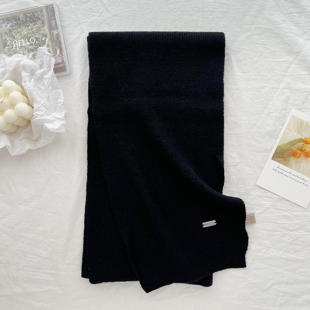 New 100% Wool Scarf Winter  Solid Color Warm and Cold proof Women's Scarf Fashion Versatile Knitted Scarf