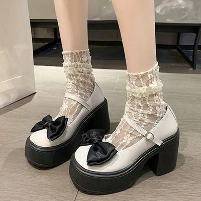 New Style Comfortable Thick-soled High Heels Mary Jane Casual Student Sports Shoes Round Toe Waterproof Platform Single Shoes