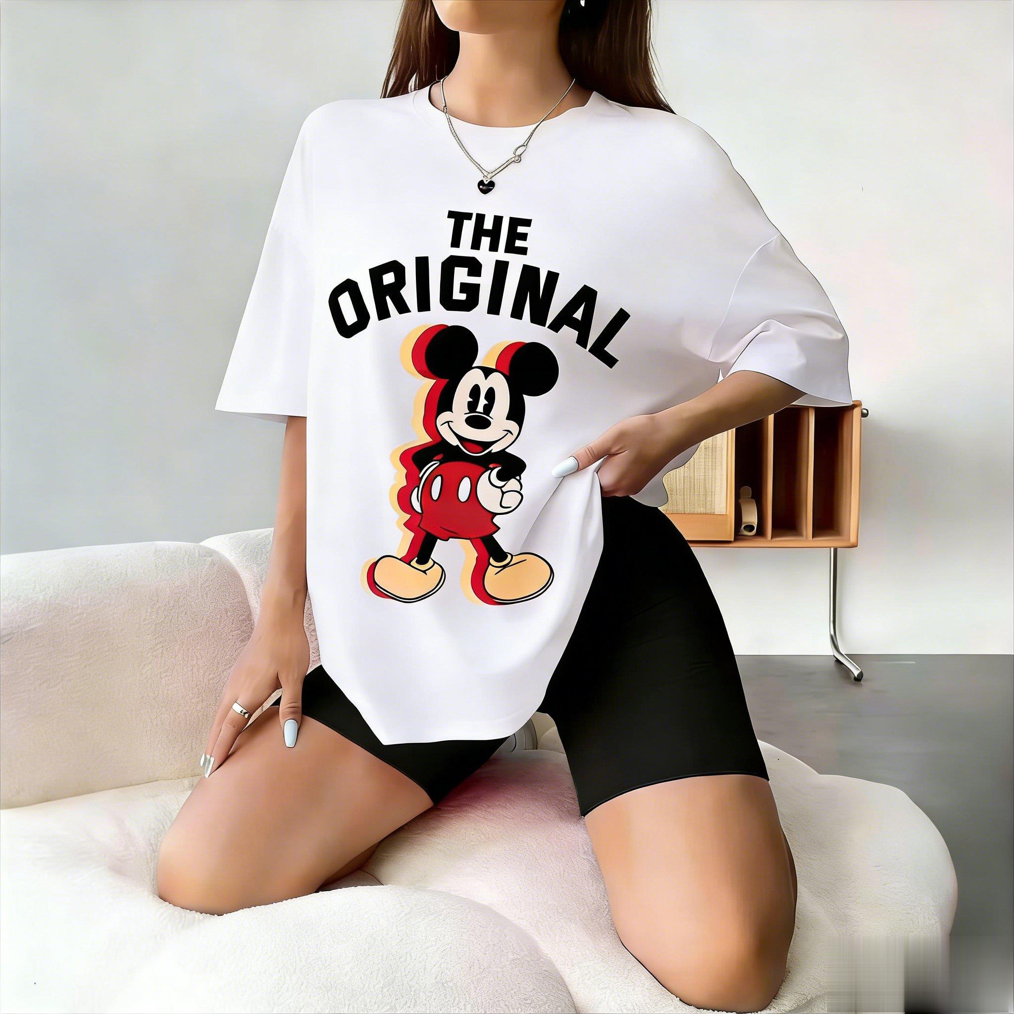 

Disney Original Vintage T Shirt Women Man Oversized Cotton Streetwear Tops 2026 Summer Casual Tee Micky Graphic Print Loose Y2k XL