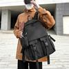 Schoolbag Locomotive Wind Backpack Men's Casual Large Capacity Solid Color Simple Student School Bag Anti-splashing Travel Backpack Trend Bag