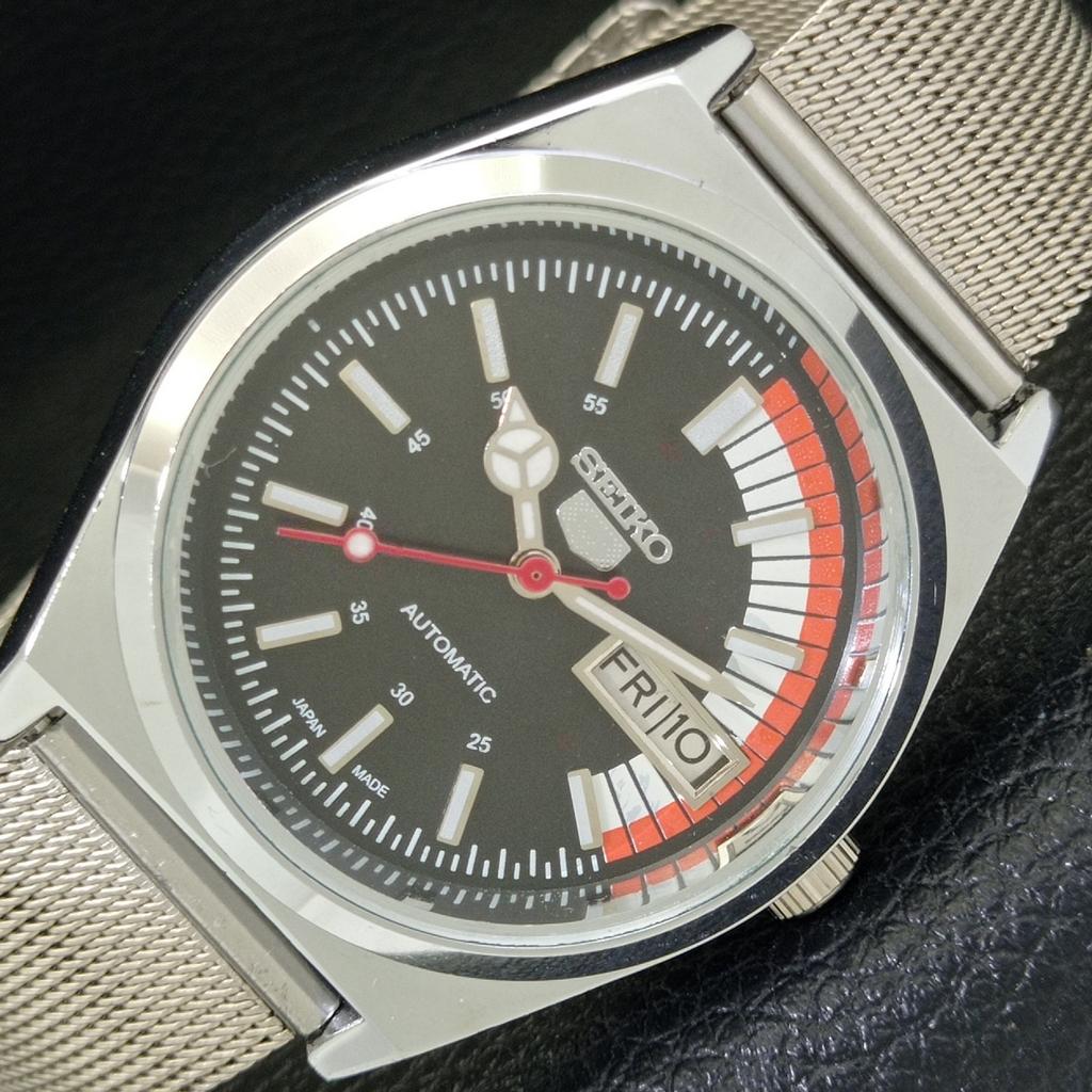 VINTAGE REFURBISHED SEIKO 5 AUTOMATIC 6309A JAPAN MENS BLACK WATCH a440903-4 Sk-a440903
