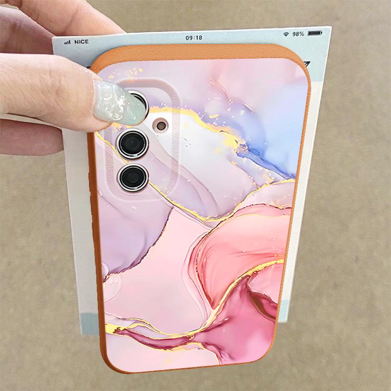 Marble Pattern Phone Case For Samsung S26 Ultra S25 Edge S24 S23 Plus S22 S21 FE A15 A16 A17 A35 A36 A54 A55 A56 A57 5G Leather Texture Soft Cover