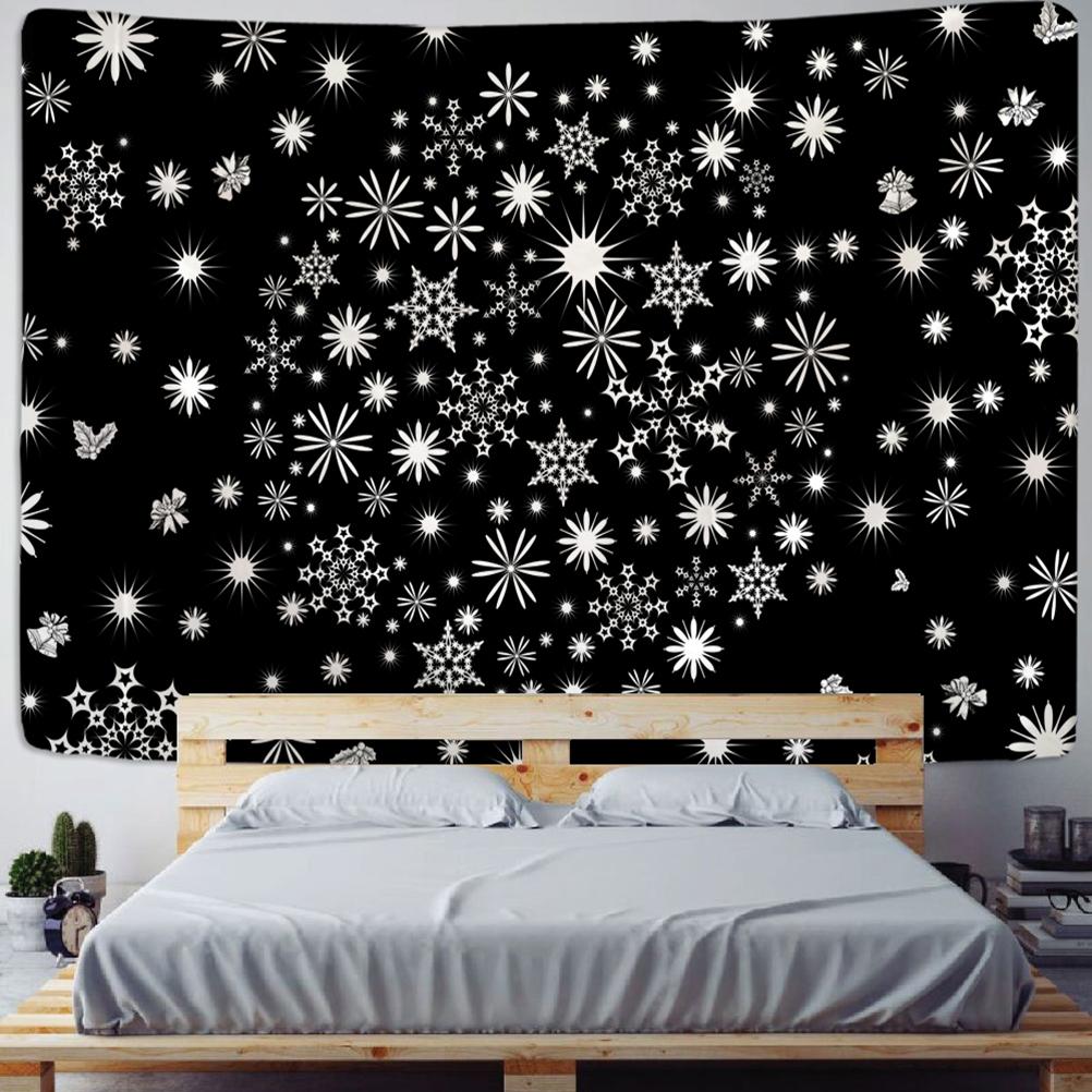 Christmas Snow Scene Tapestry Wall Hanging Art Cartoon Illustration Bohemian Style Bed Curtain Dormitory Home Decor