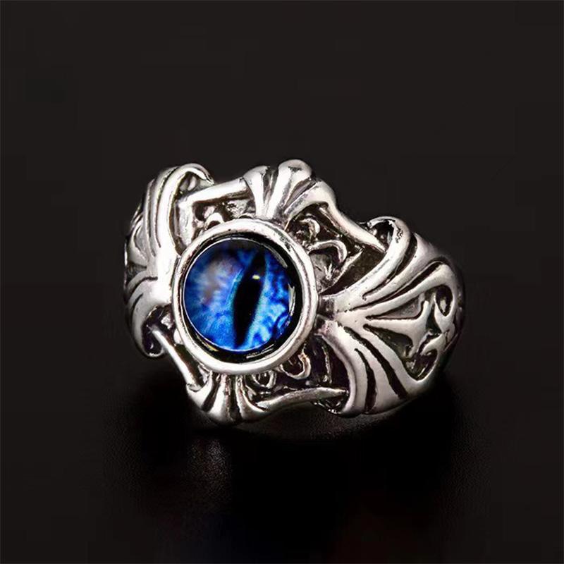 Retro Vines Evil Eye Ring For Men Punk Gothic Rock Hiphop Designer Open Ring Handmade Zircon Bikers Accessories Unisex Gift