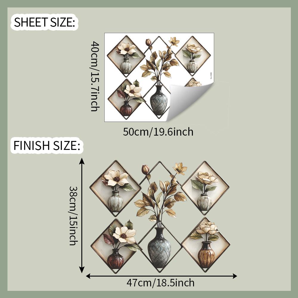 

Creative Vase Self Adhesive Wall Sticker for Bedroom Living Room Study Background Home Decor 40x50cm разноцветный