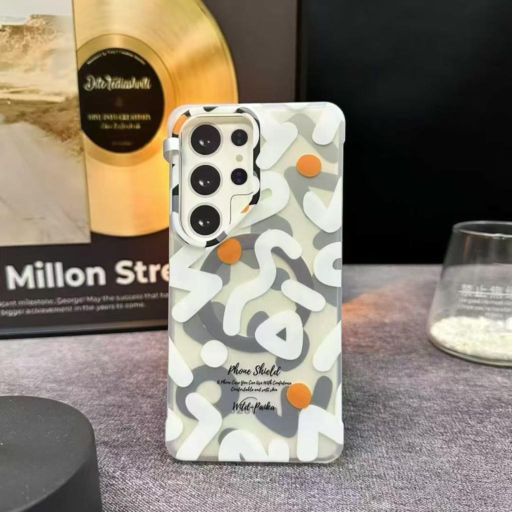 Ins StyleTrendy Graffiti Case For Samsung Galaxy S26 Ultra /S25 Ultra/S24 Ultra/S25 S24 Magnetic Wireless Charging Clear Cover