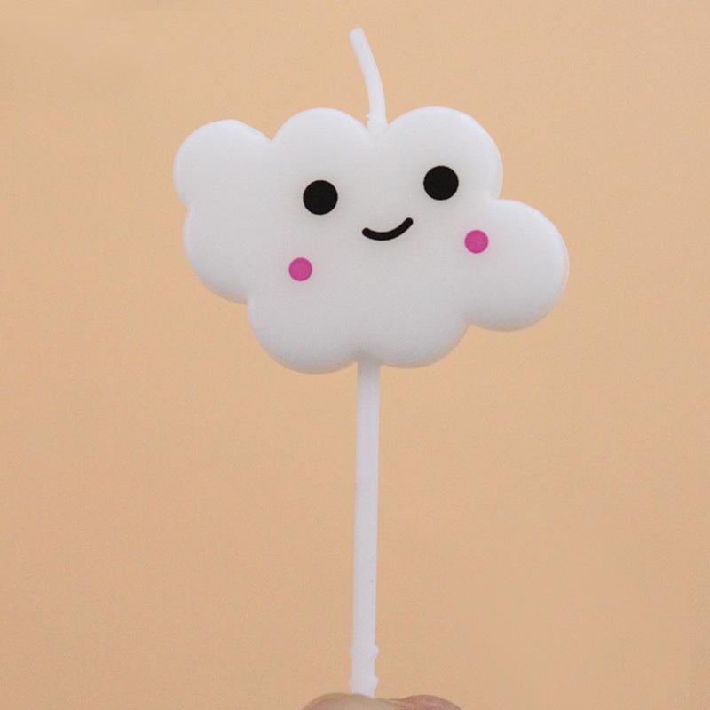 New Cute Cartoon White Cloud Birthday Candle Sucking Card 5-pack Baking Decoration Party Candle