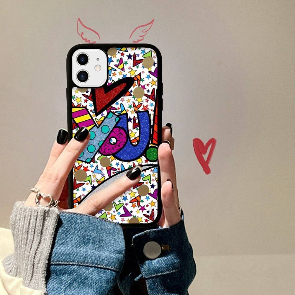 Art R-Romero Britto Phone Case For IPhone 17 16 15 14 13 Plus 12 11 Pro Max PC+TPU Cases Back Cover