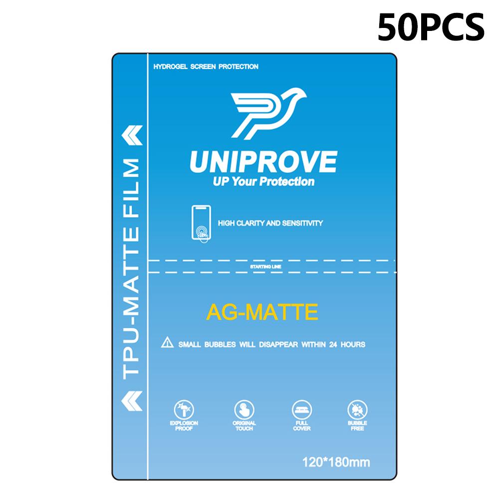 

UNIPROVE 50Pcs 180 x 120mm TPU AG Hydrogel Film Anti Glare Full Coverage Matte Screen Protector A