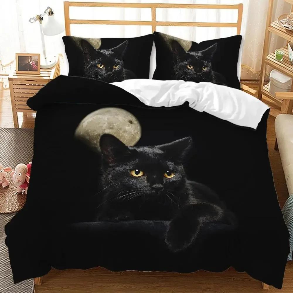 Cats Soft Duvet Cover Set for Boy Girl Lovely Animal Printed Beding Set Pet Theme Warm Comforter Cover Pet Bedspread Comfortable Quilt Cover Set