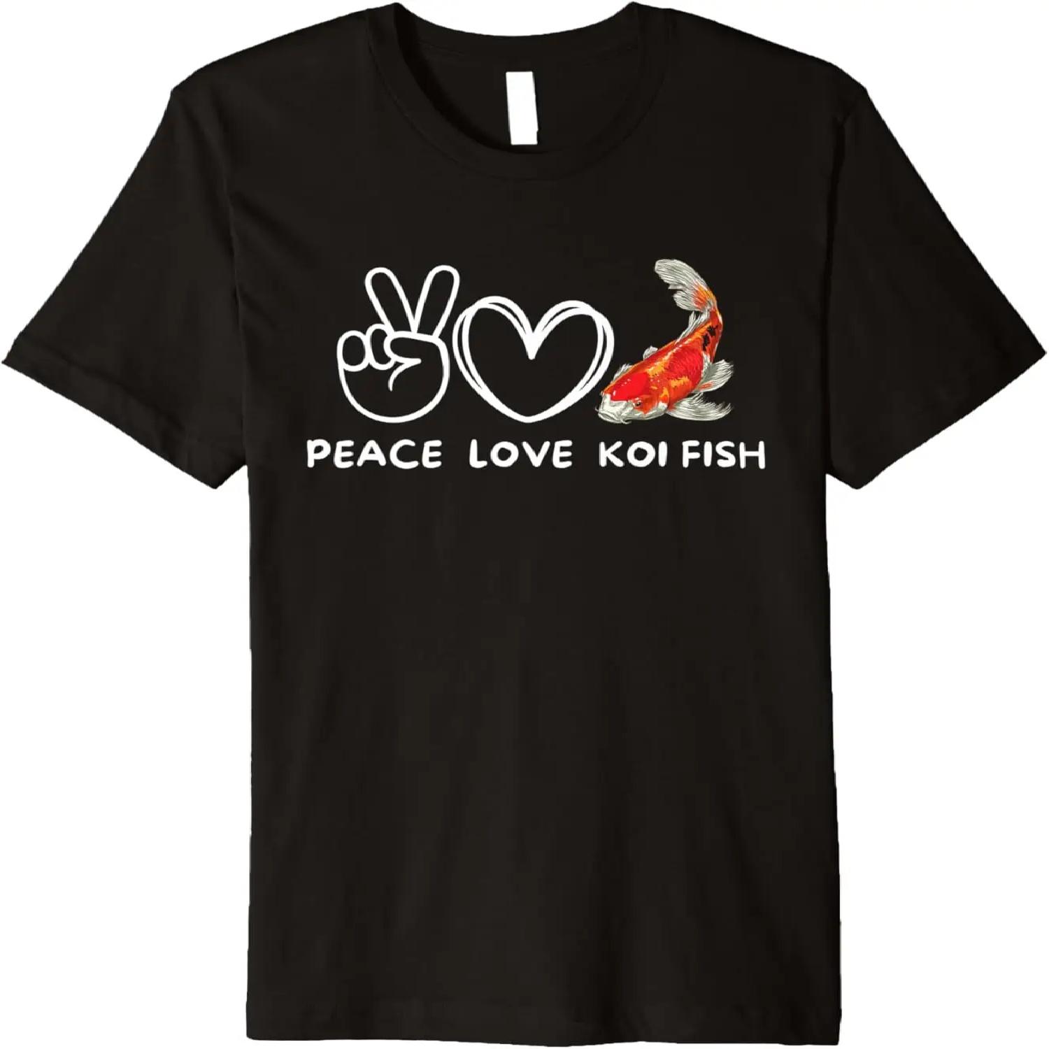 

Peace, Love Koi Fish Retro Koi Fish Lover Premium T-Shirt S чёрный