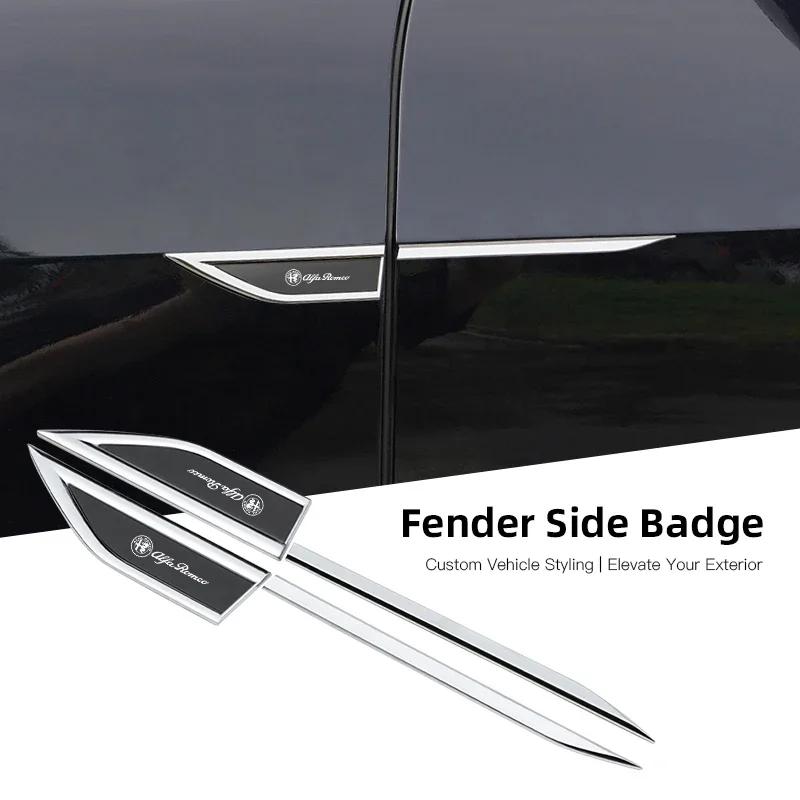 Car Stickers For Alfa Romeo UW Metal Car Stickers Car Badge Side Door Fender Sticker Auto Decorations Accessorie For Alfa Romeo 4C