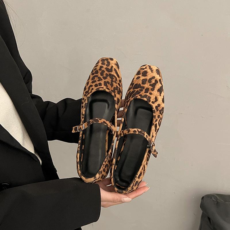 Leopard Print Women Loafers Flats Fashion Shallow Shoes 2025 Spring Ladies Elegant Soft Sole Mary Jane Shoes