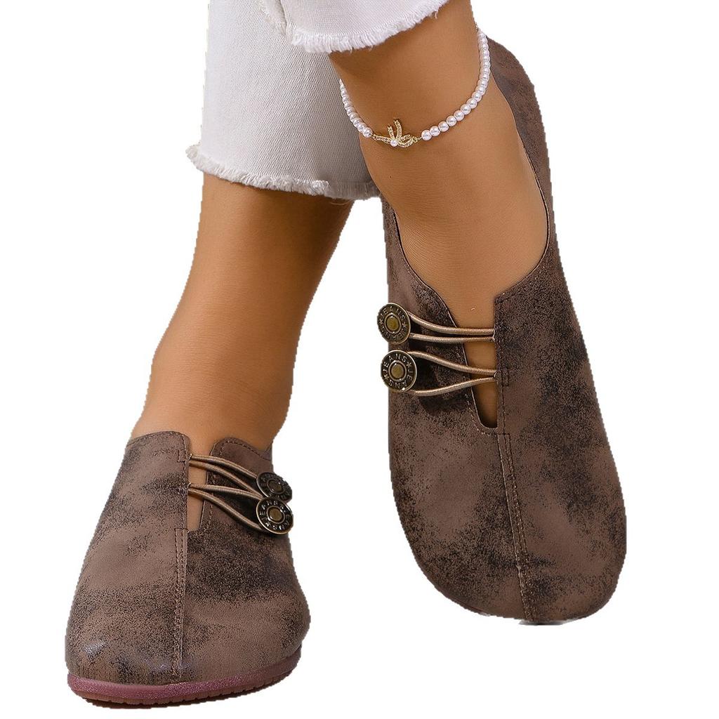 New Soft Leather Flat-bottomed Casual Single Shoes Summer Shallow Mouth Simple Large Size Shoes