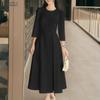 ZANZEA Women Casual Round Neck 3/4 Sleeve Loose Dress
