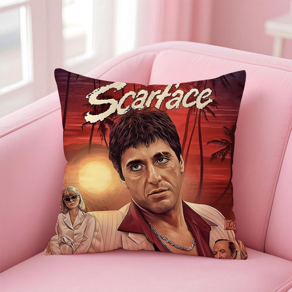 S-Scarface A-Al Pacinos Cushion Cover Pillowcase Short Plush Invisible Zipper Room Sofa Cushion Cover