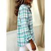 Plus Size, Plus-size Fashion Long-sleeve Lapel Casual Plaid Print Shirt