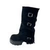 Fashion Winter Fashion Platform Thick Heel Woman Knight Boots Fashion Belt Buckle Slip On Mid Calf Booties