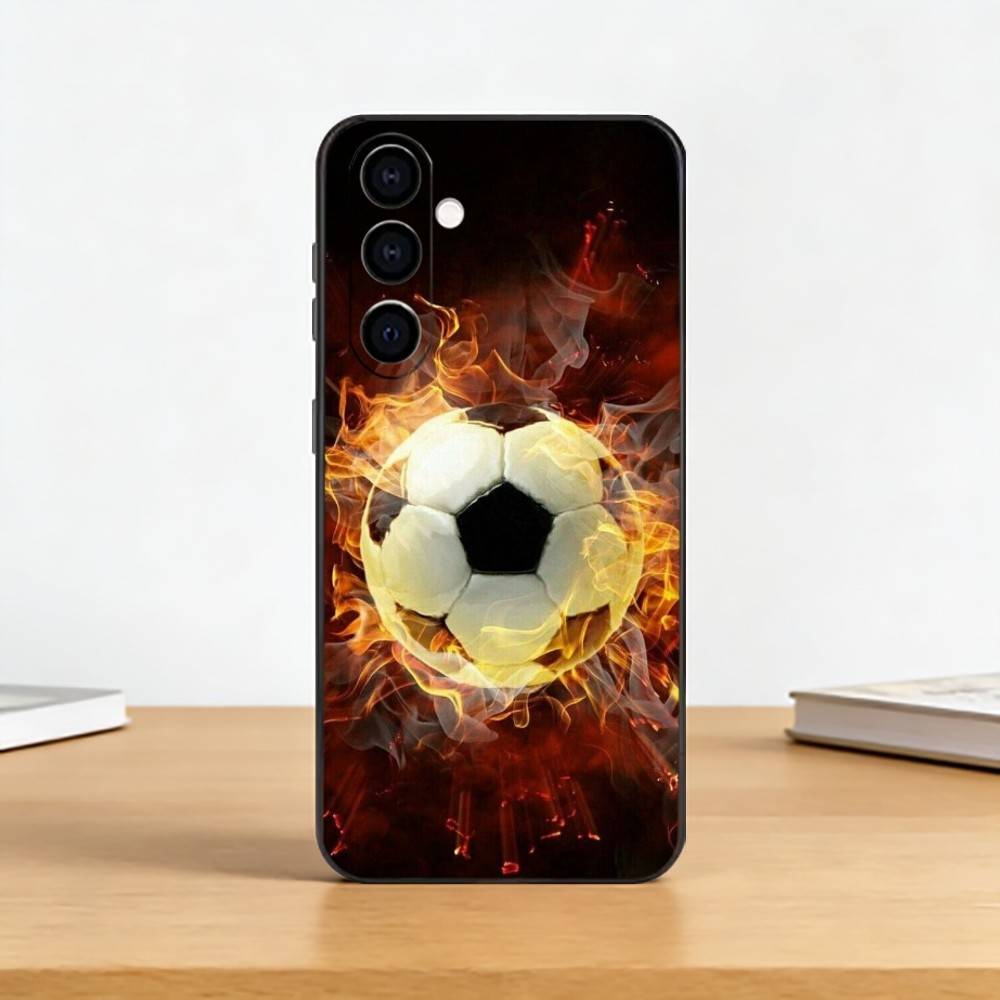 Football Sport Soccer Phone Case Black Silicone Soft For Samsung Galaxy A73,A72,A71,A70,A53,A52,A51