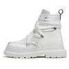 New Fashion Motorcycle Boots Men Strap Designer Men's White Boots Streetwear Platform Shoes Men Black Leather Short Barrel Boots