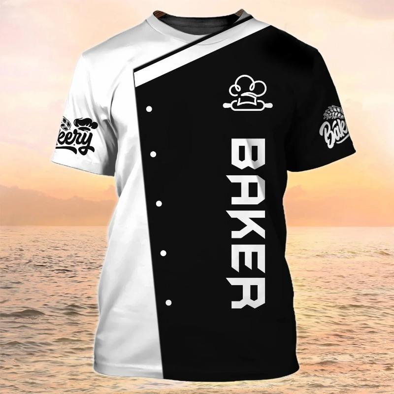 Chef Dessert Chef Cosplay 3D Harajuku Printed Funny T-shirt Men's And Women's Crewneck Short Sleeve Creative Fashion Hip Hop Top