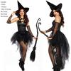 Women Sorceress Costume Halloween Sleeveless V Neck Bubble Witch Cosplay Dress