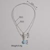 Fashionable Lake Water Turquoise Animal Cow Pendant Double Layer Necklace for Men and Women Trend Exquisite Leisure Jewelry