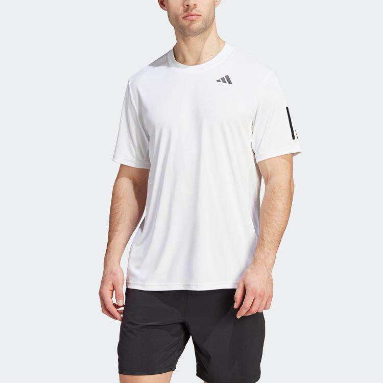 Adidas Club 3-Stripes Logo Print Tennis T-Shirt Men Tops White IS2297