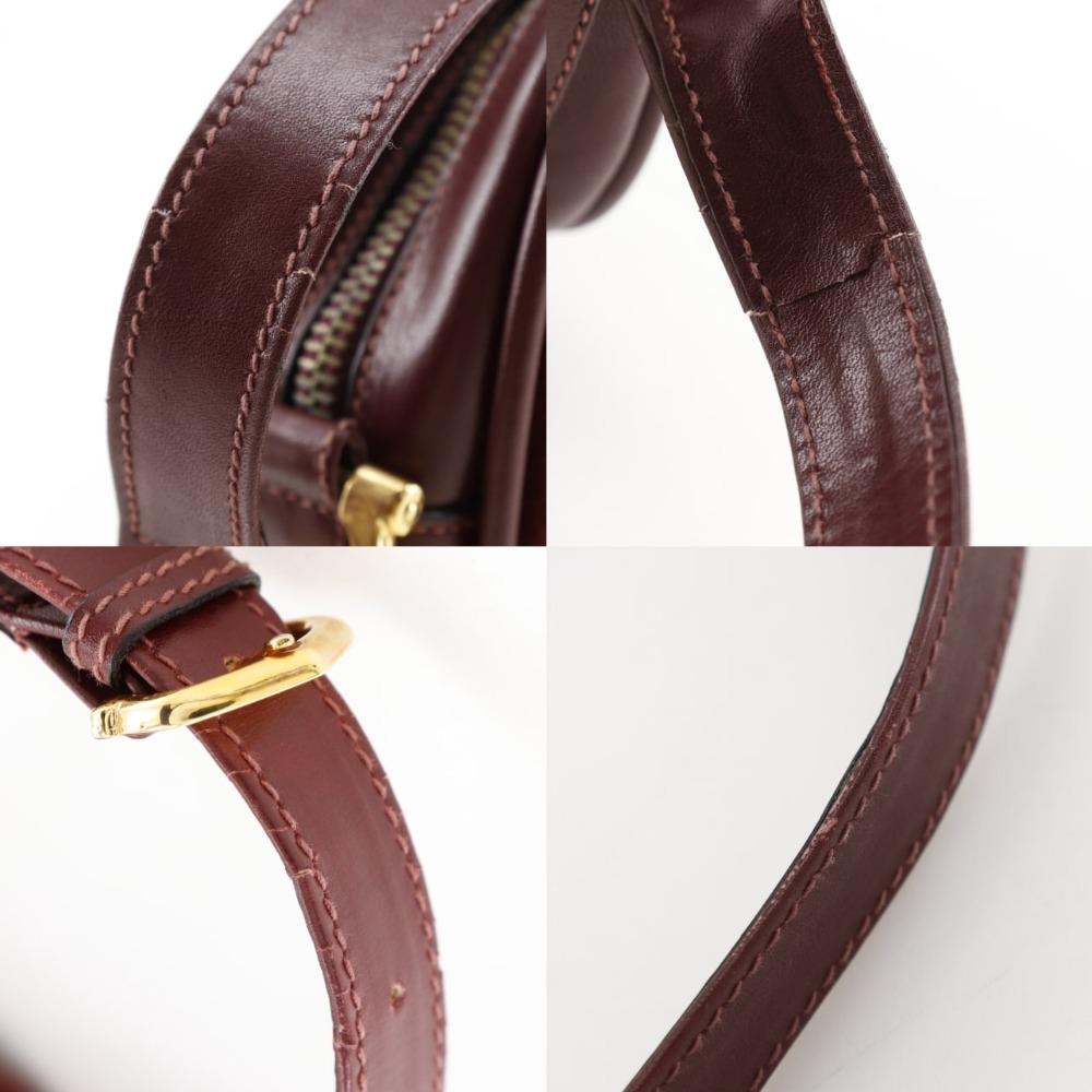 Cartier Must Line Shoulder Bag Bordeaux Suede/Calfskin Women Used